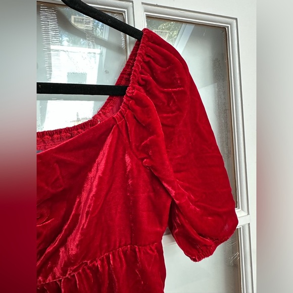 ModCloth Ruby Red Velvet Special Occasions Holiday Party Babydoll Dress Size XS - Picture 7 of 11